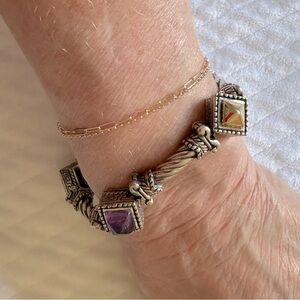Amethyst, sterling silver and 18k gold bracelet made in Italy